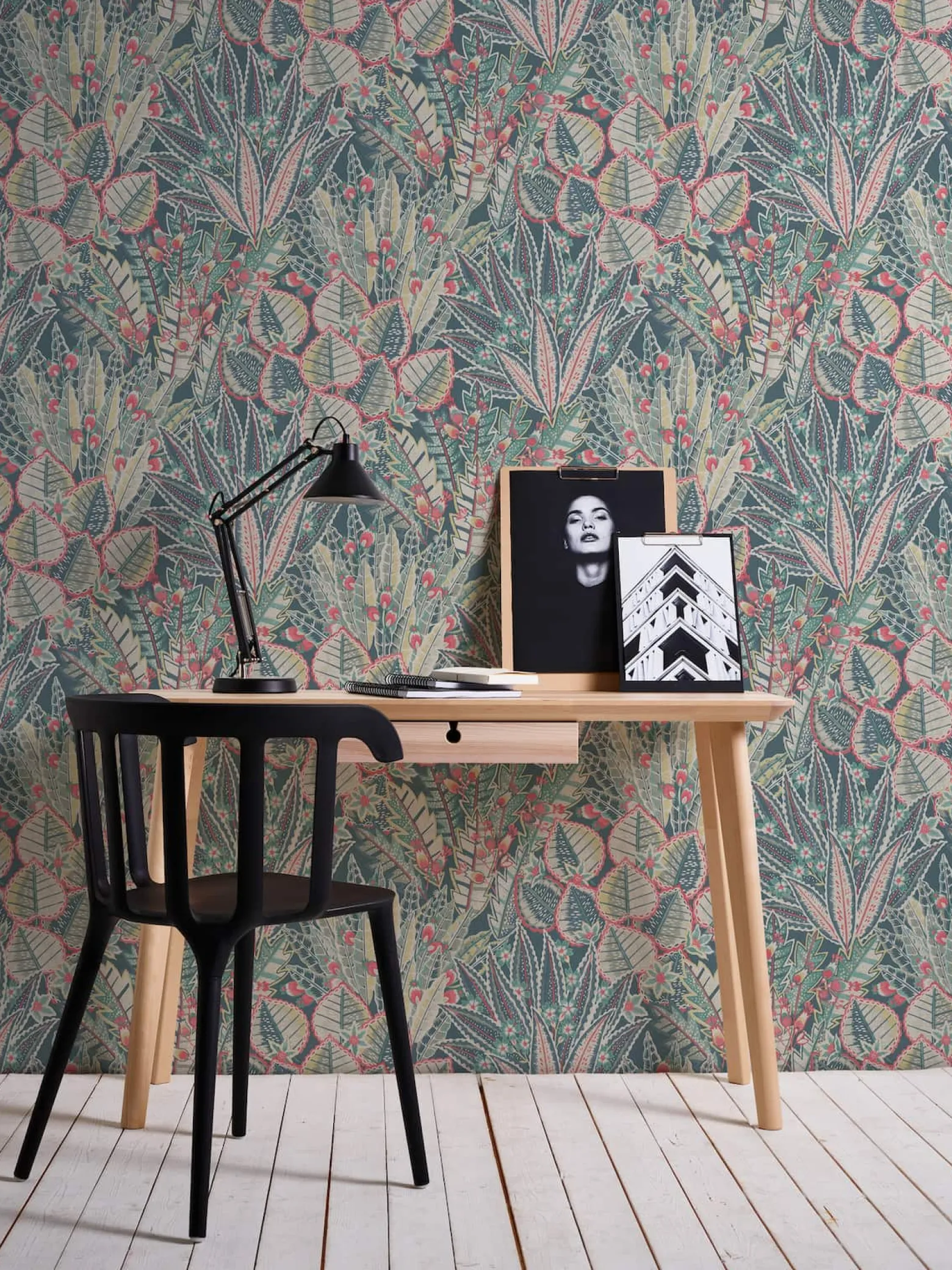 Vliestapete Tropisch Floral Blau Grün Rot 39653-2