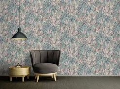 Vliestapete Tropisch Floral Blau Grün Rot 39653-2