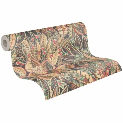 Vliestapete Tropisch Floral Schwarz Beige Rot 39653-1