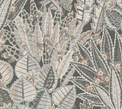 Vliestapete Tropisch Floral Schwarz Grau Braun 39653-3