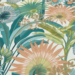 Vliestapete Tropisch Floral Creme Türkis Orange 10390-18
