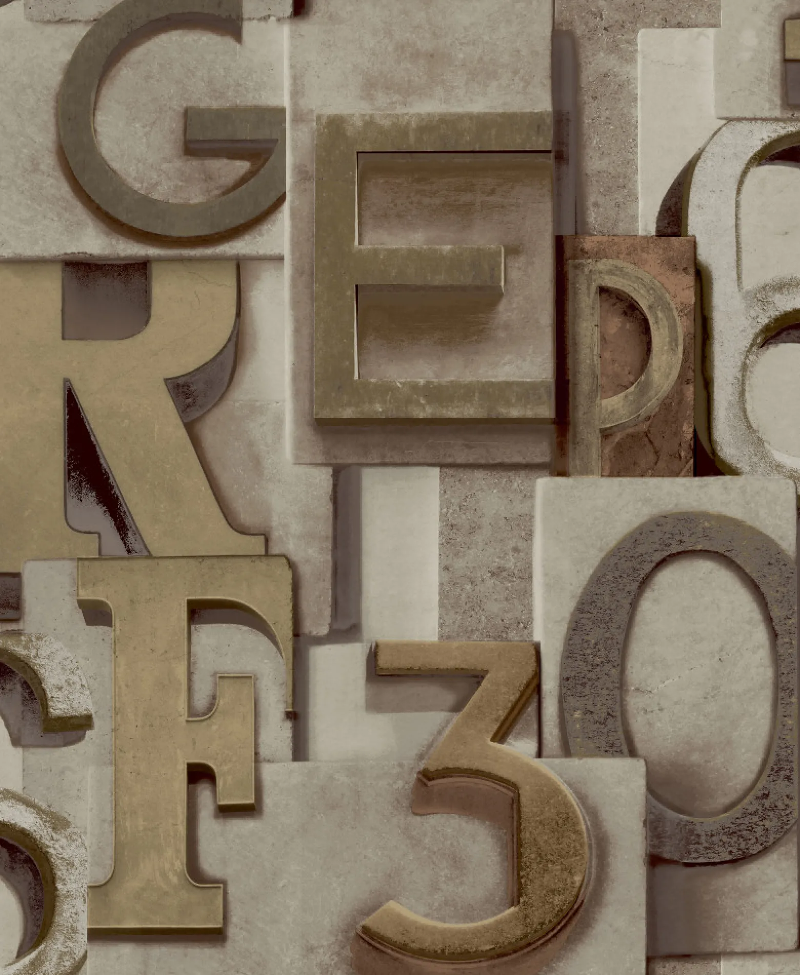 Vliestapete Typografie Beige Braun WL2301