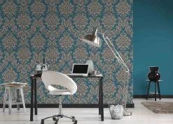 Vliestapete Uni-Design Strukturiert blau 36899-6
