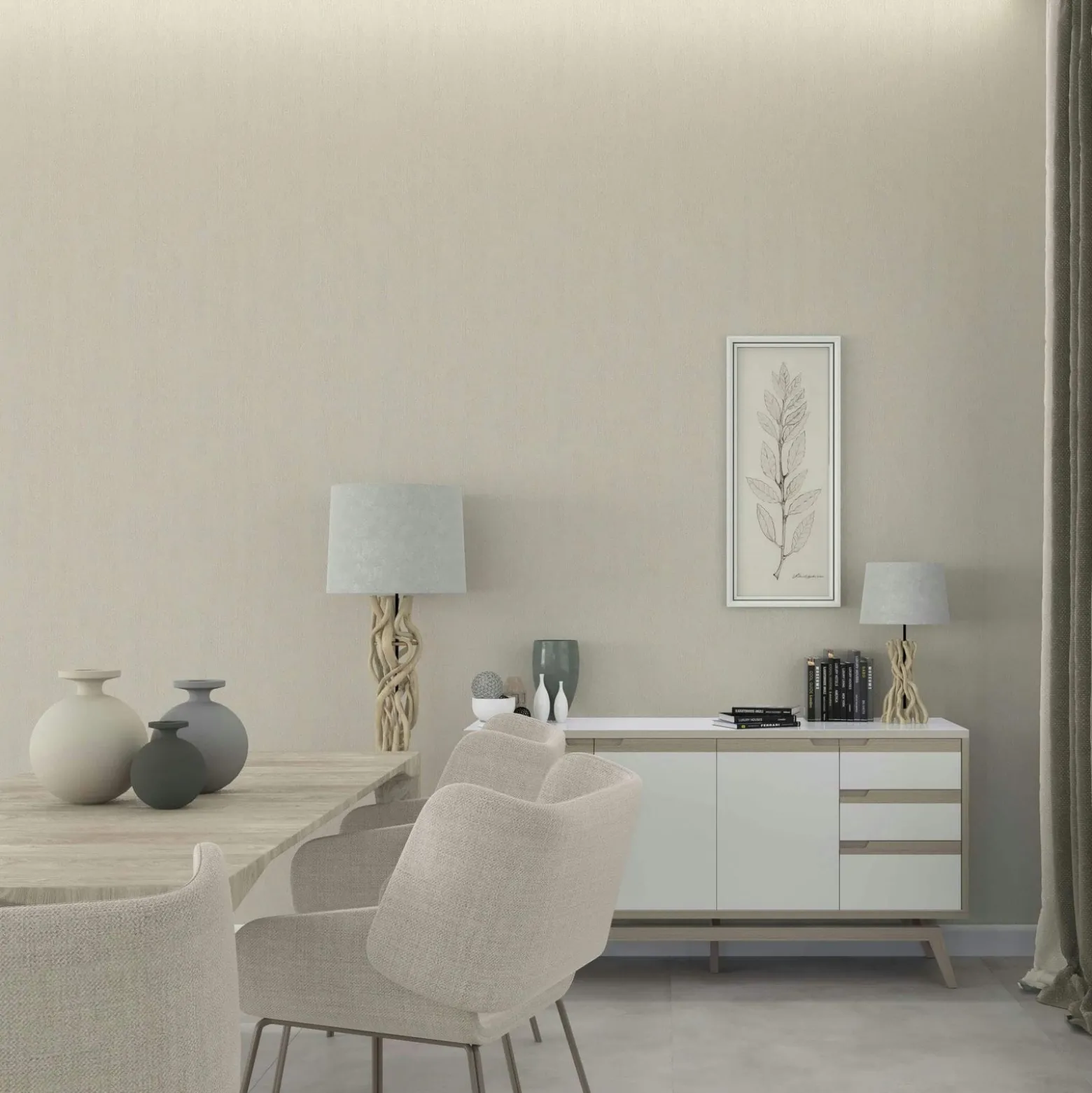 Vliestapete Uni Holzoptik Struktur Weiß Beige 35359