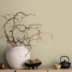Vliestapete Uni Holzoptik Struktur Beige Creme 35358