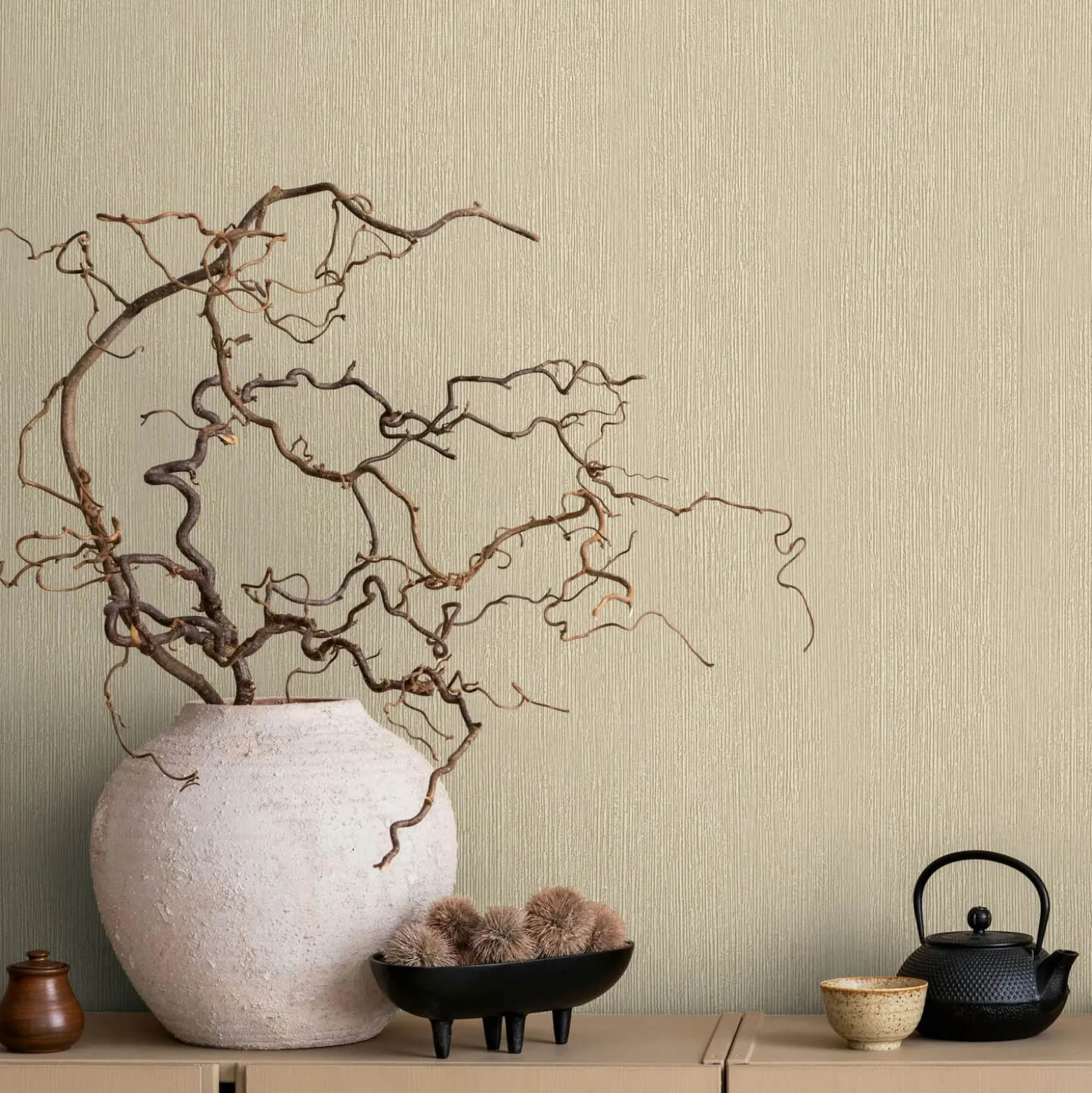 Vliestapete Uni Holzoptik Struktur Beige Creme 35358