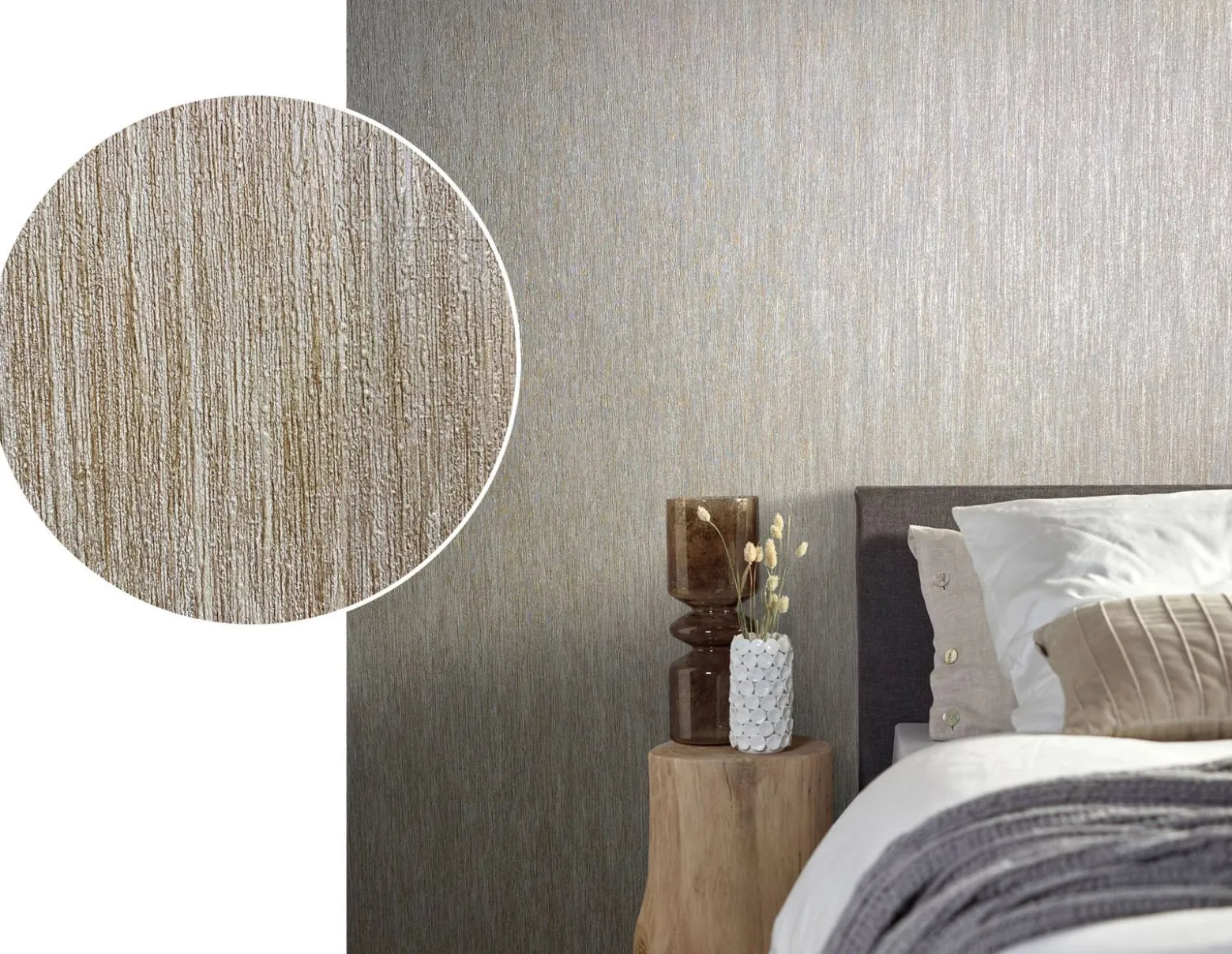Vliestapete Uni Meliert beige gold metallic 85755