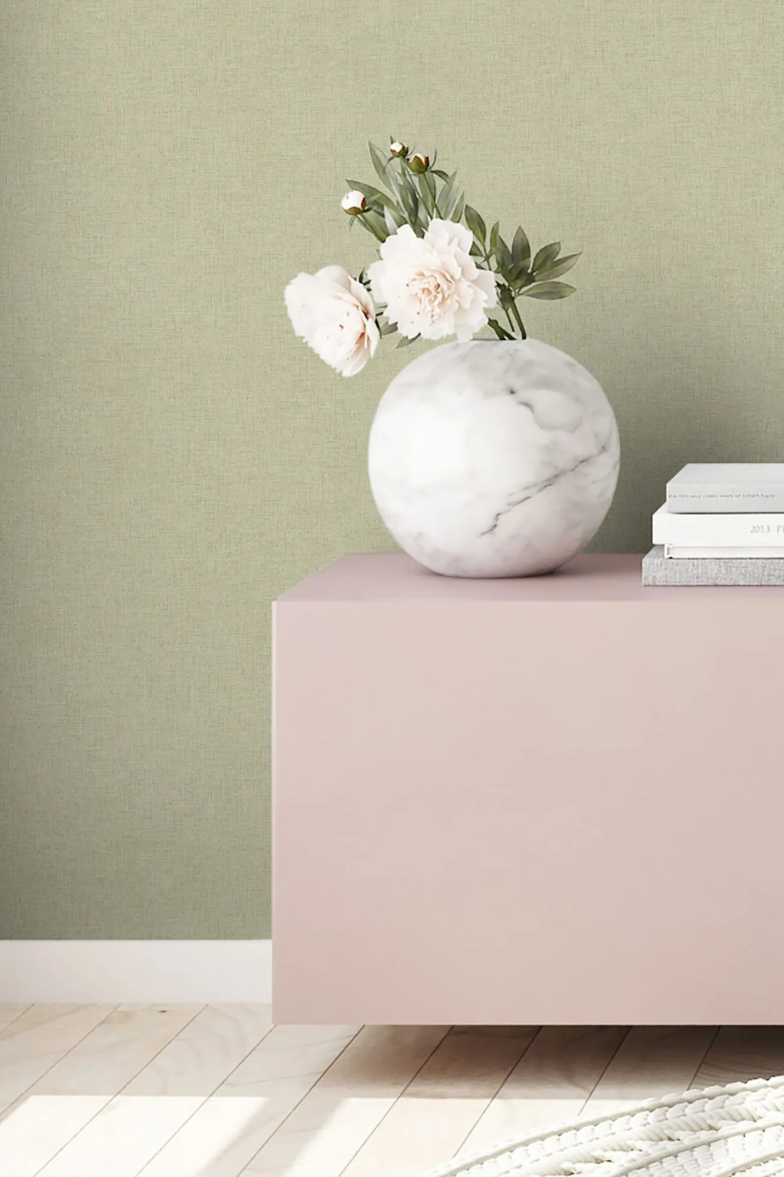 Vliestapete Uni meliert grün beige 37430-3