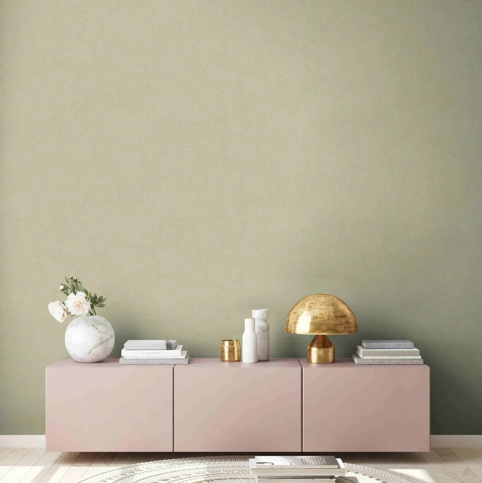 Vliestapete Uni meliert grün beige 37430-3