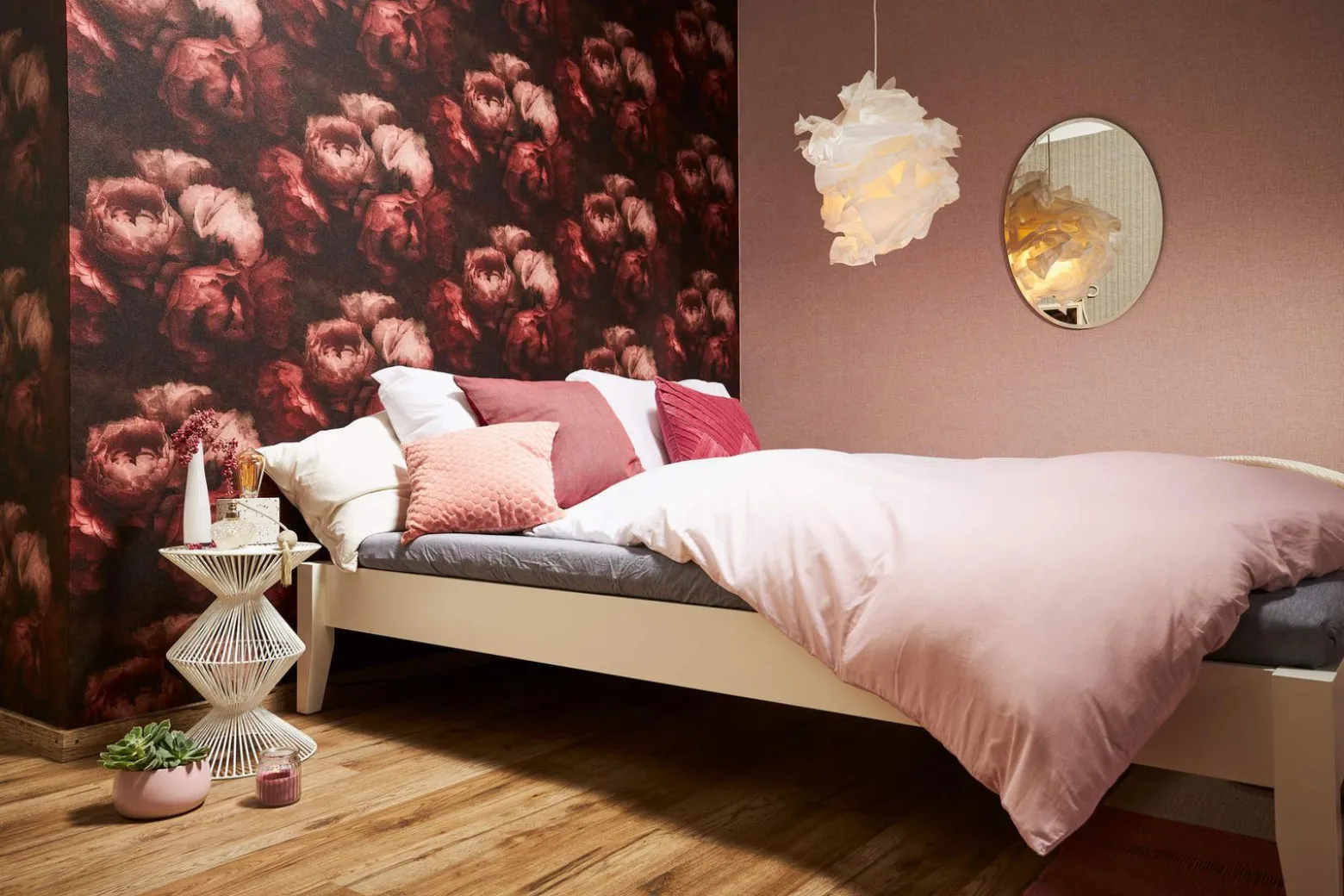 Vliestapete Uni meliert rosa beige 37430-1