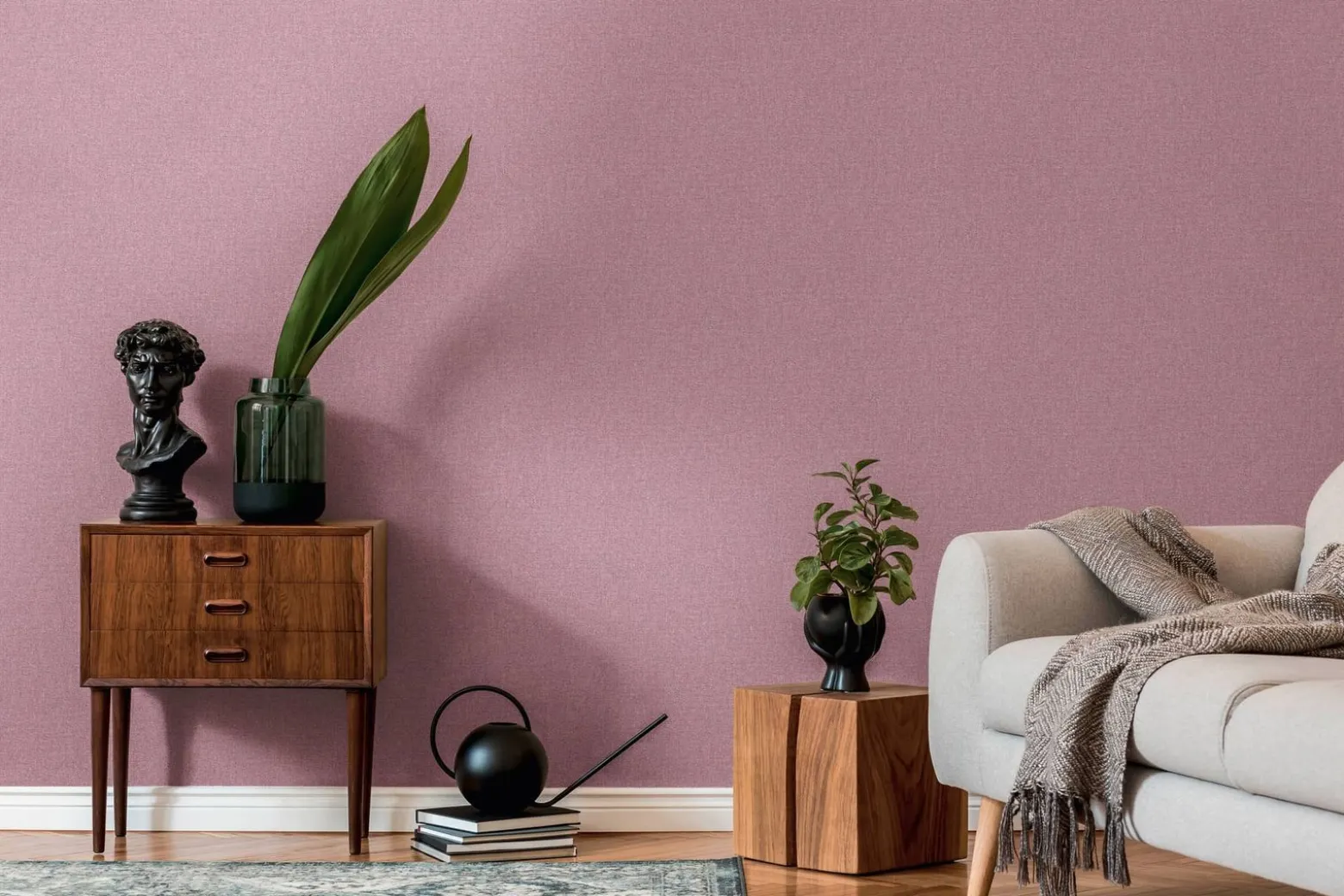 Vliestapete Uni Meliert Struktur Lila Rosa 39353-9