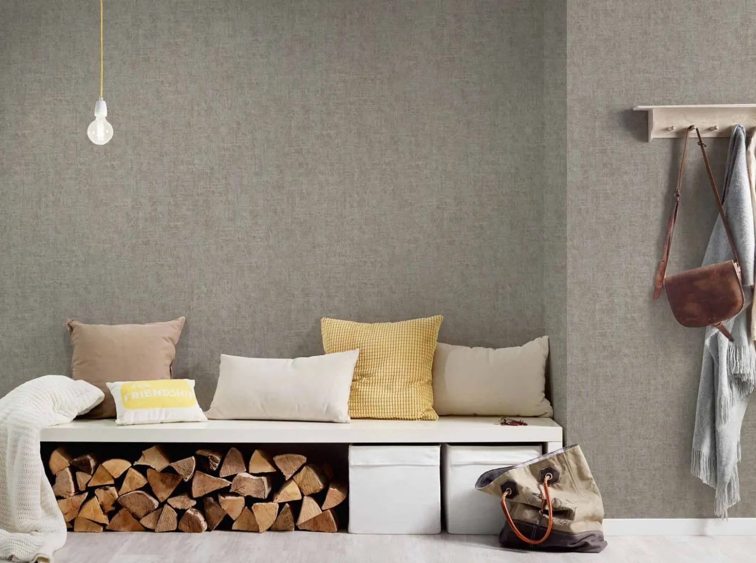 Vliestapete Uni meliert taupe silber metallic 32261-6
