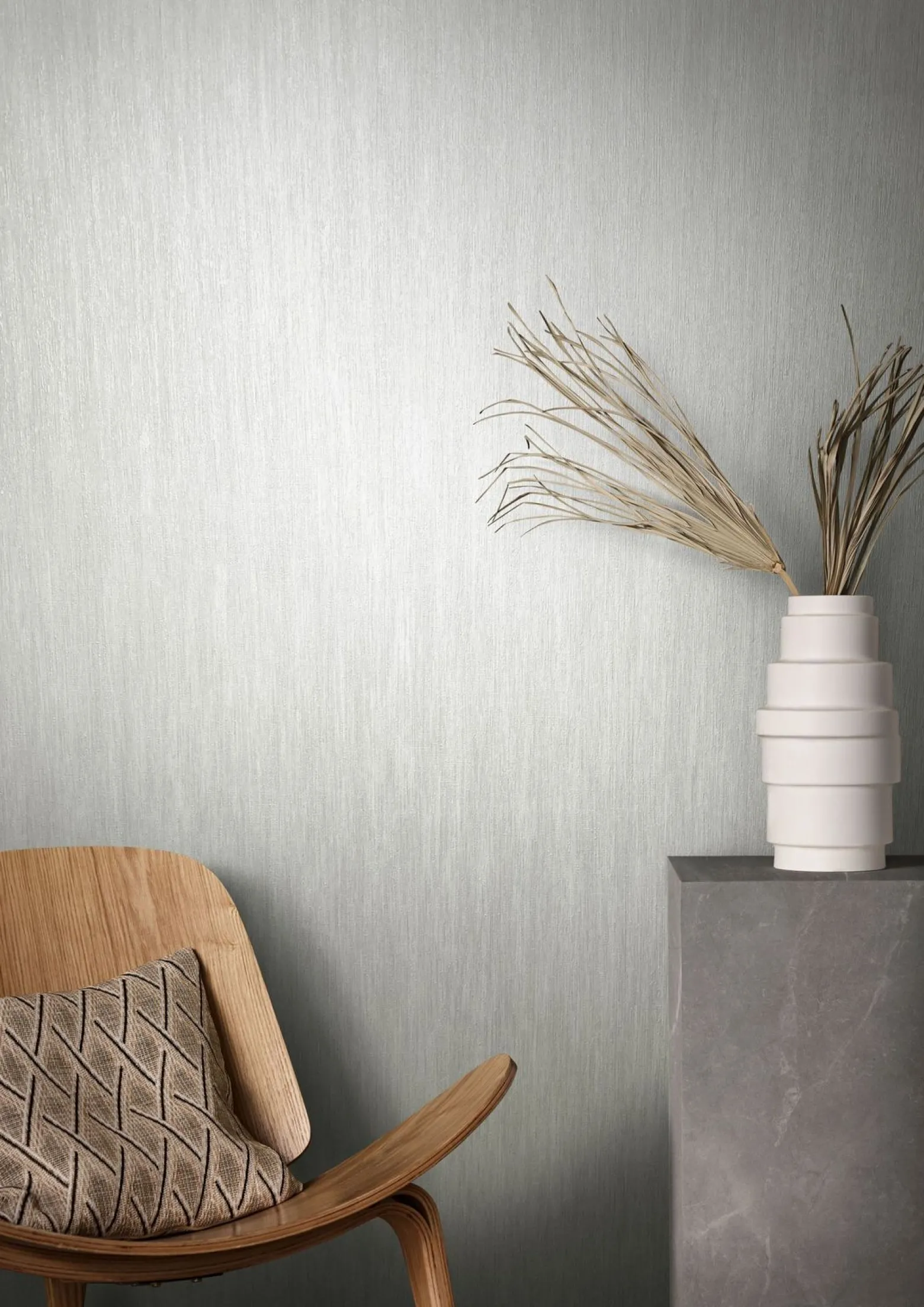Vliestapete Uni Meliert weiß-grau silber metallic 85758