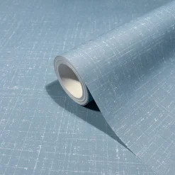 Vliestapete Uni Metall Struktur Optik Blau 47632