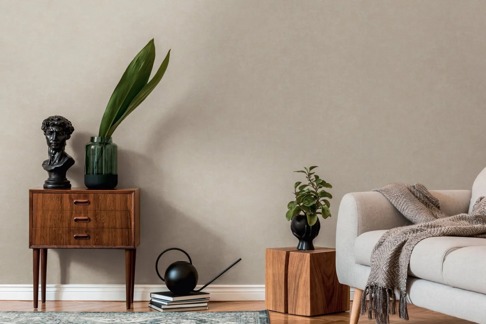 Vliestapete Uni Modern Textiloptik Grau Beige 39341-2