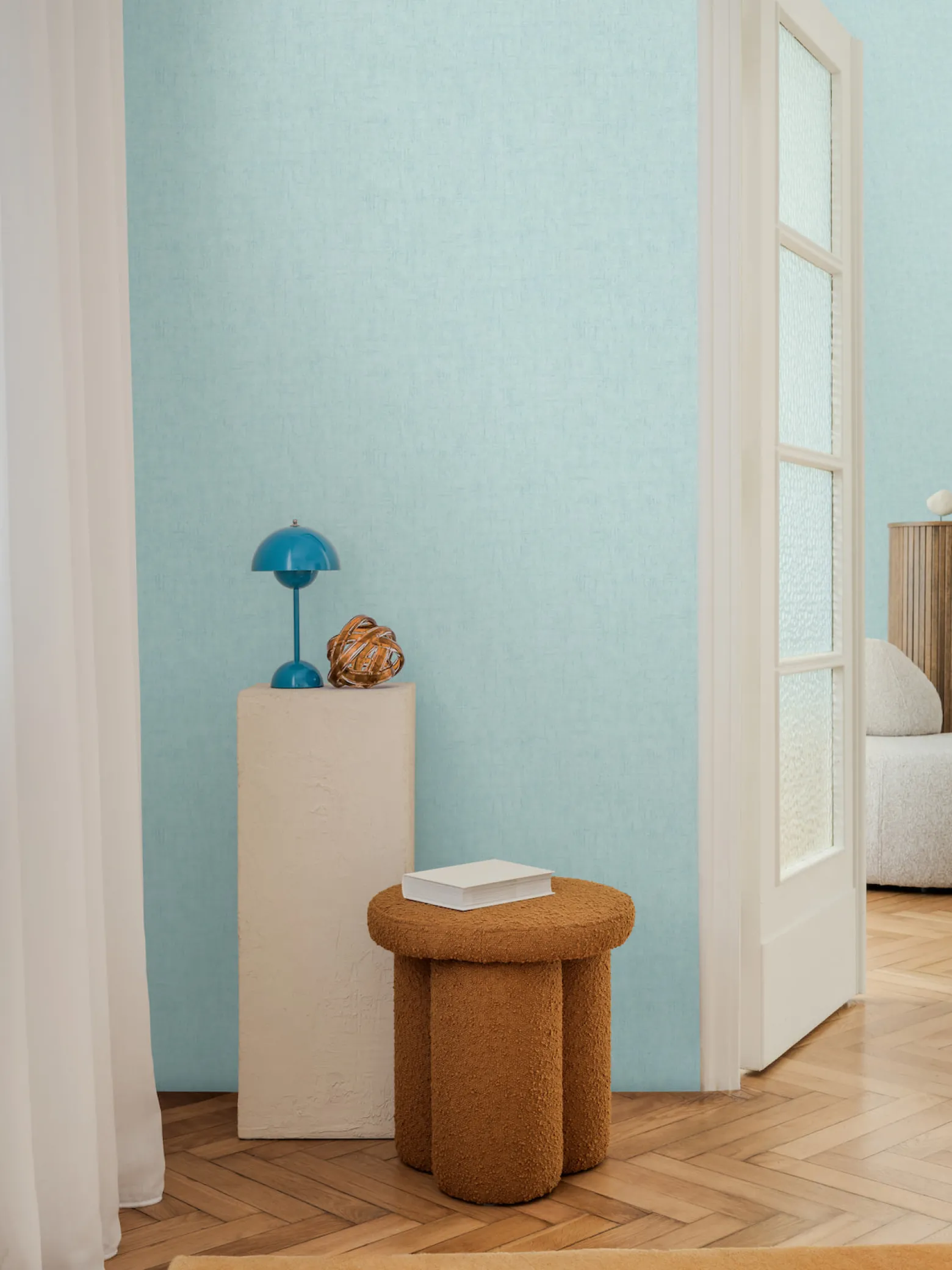 Vliestapete Uni Putzoptik Modern Hellblau 79109-2