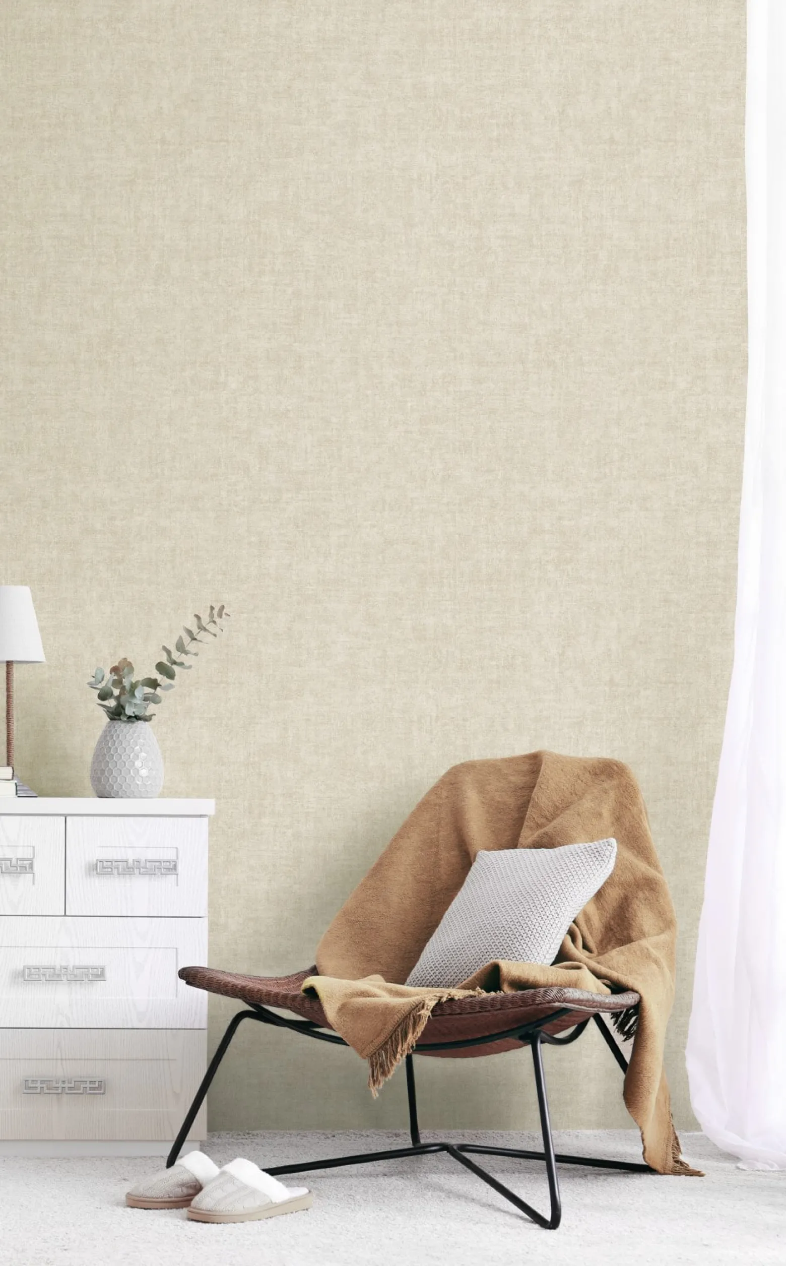Vliestapete Uni Putz Struktur Creme Beige PP1215