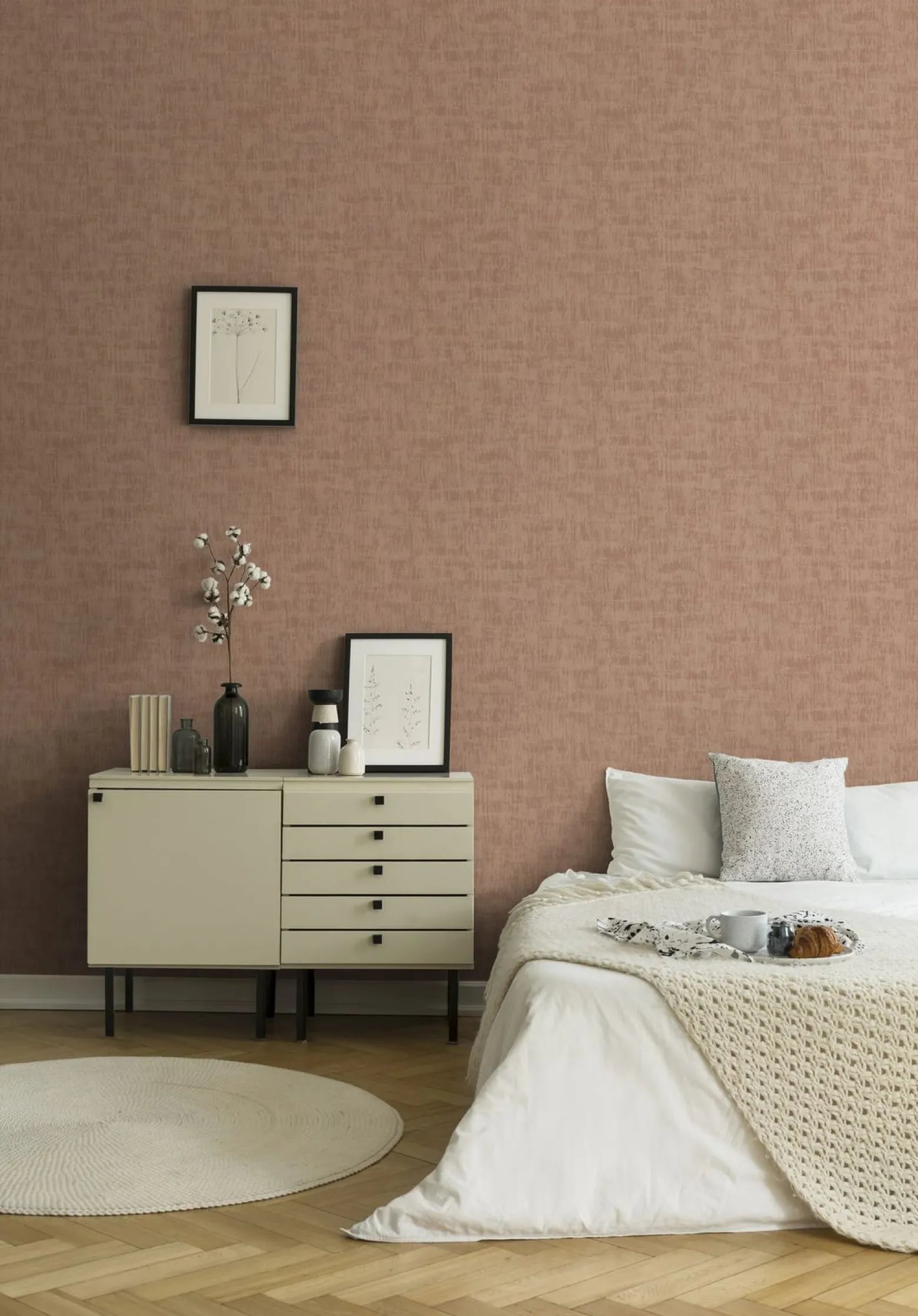 Vliestapete Uni Putz Struktur Rosa Metallic 39504-1