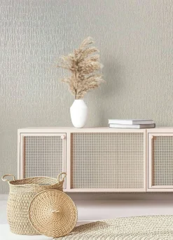 Vliestapete Uni Stoff Optik Beige Metallic 34502