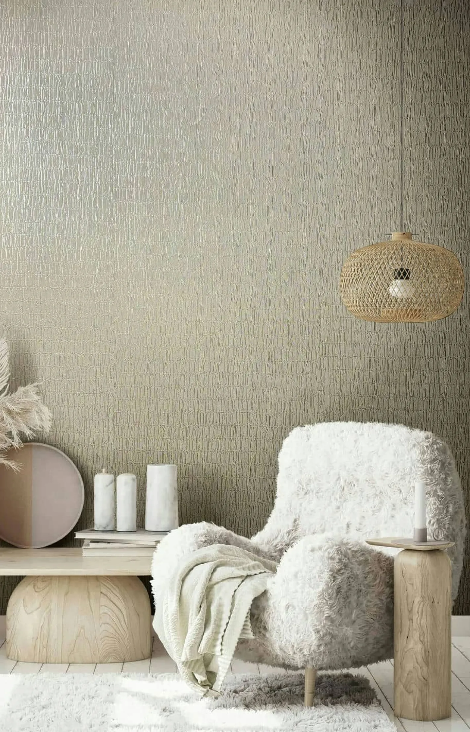 Vliestapete Uni Stoff Optik Beige Braun Metallic 34505