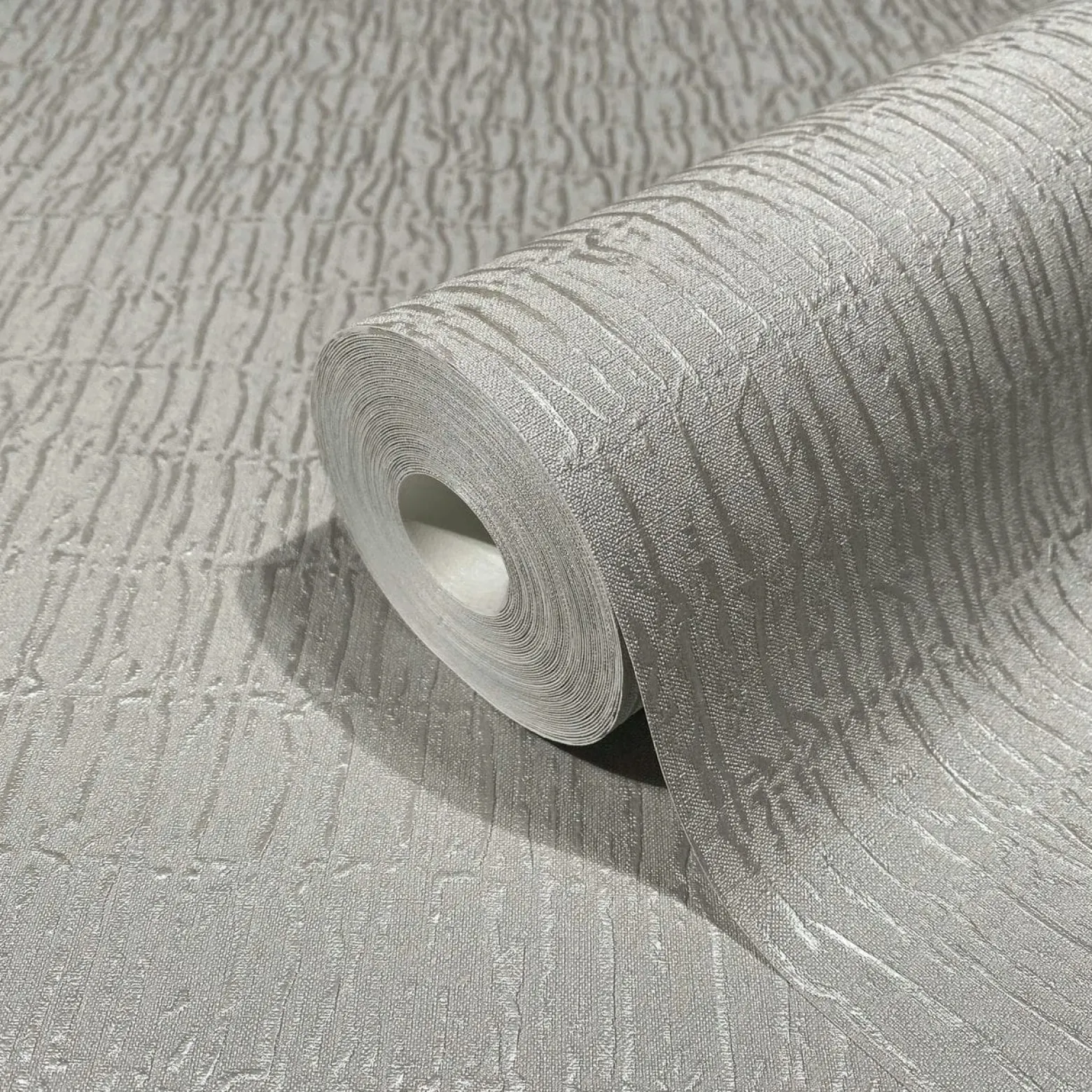 Vliestapete Uni Stoff Optik Grau Silber Metallic 34504