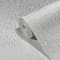 Vliestapete Uni Stoff Optik Weiß Metallic 34501