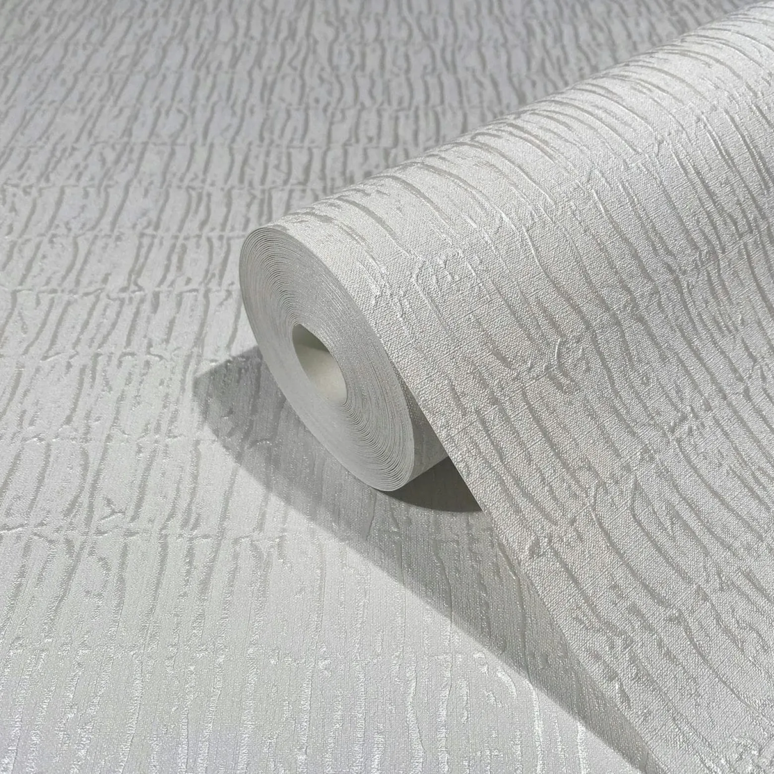 Vliestapete Uni Stoff Optik Weiß Metallic 34501