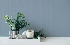 Vliestapete Uni Streifen Struktur blau 38098-7