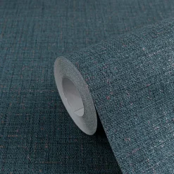 Vliestapete Uni Struktur Blau Kupfer Metallic 79067-4