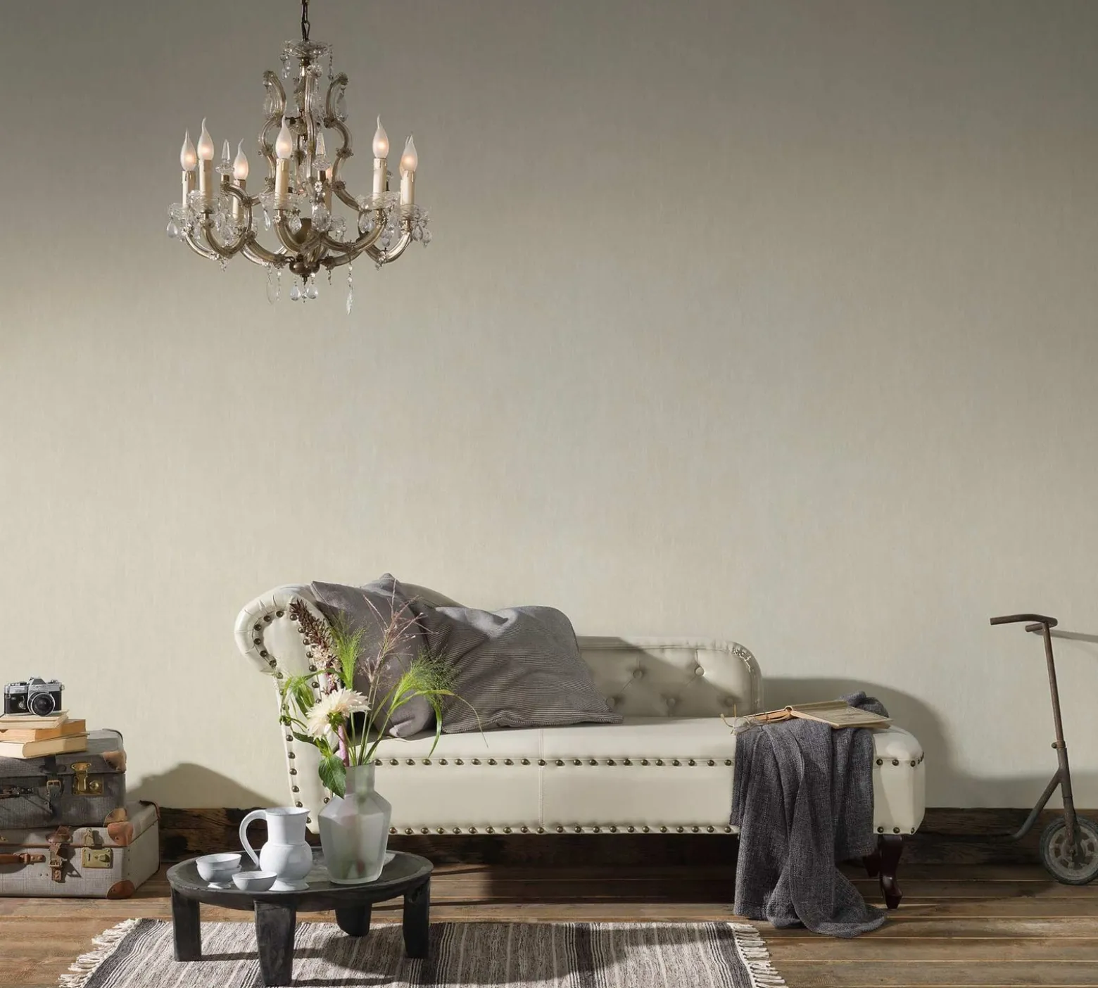 Vliestapete Uni Struktur creme 3724-06