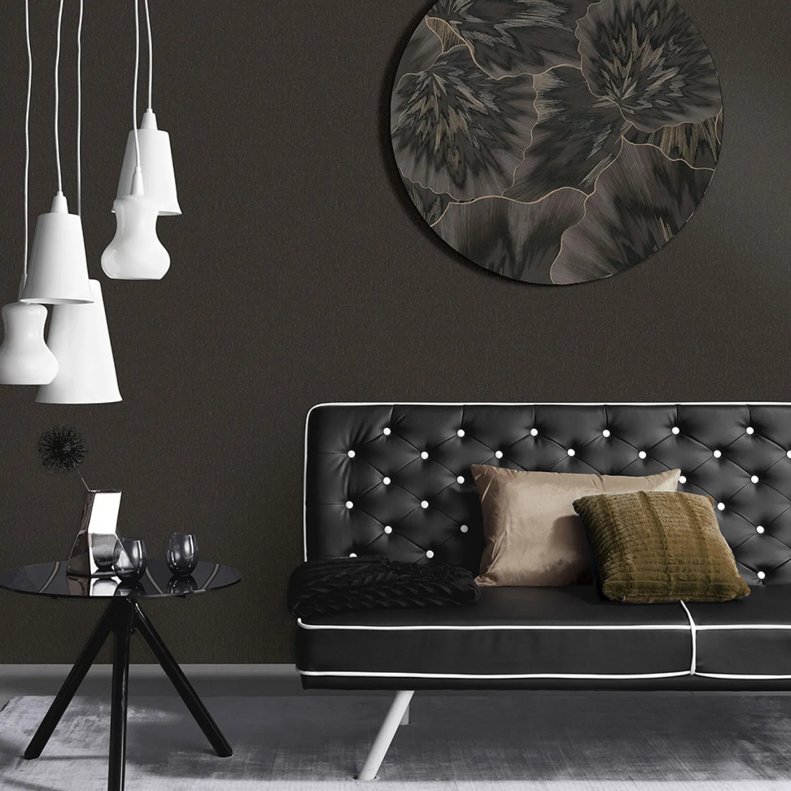 Vliestapete Uni Struktur Schwarz Gold Metallic 10437-15