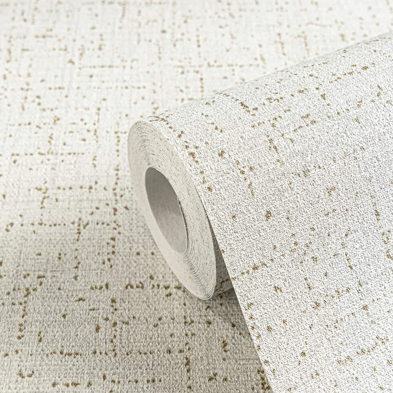 Vliestapete Uni Struktur Weiß Gold Metallic 79066-8