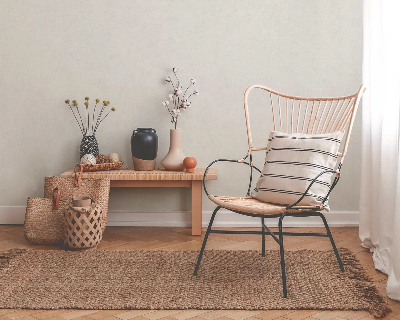 Vliestapete Unitapete meliert creme 37395-2