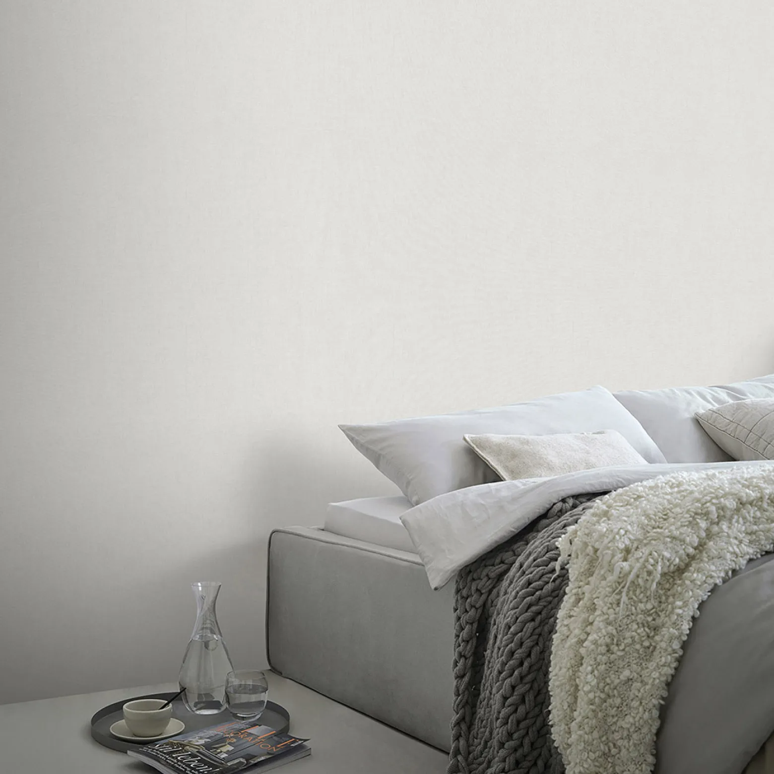 Vliestapete Uni Textiloptik Creme Grau Glitzer 10539-14