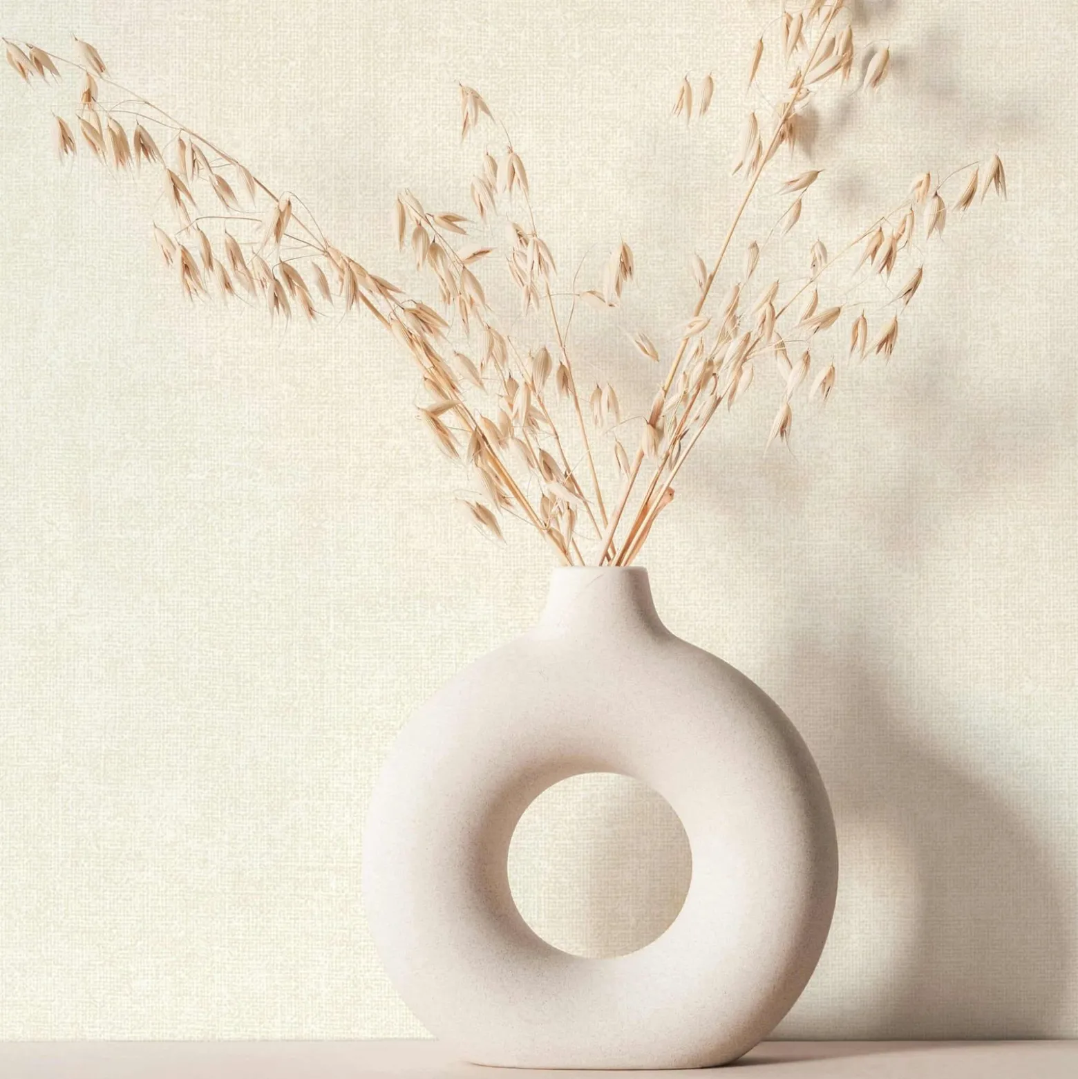 Vliestapete Uni Textil Optik Modern Creme Beige 45770