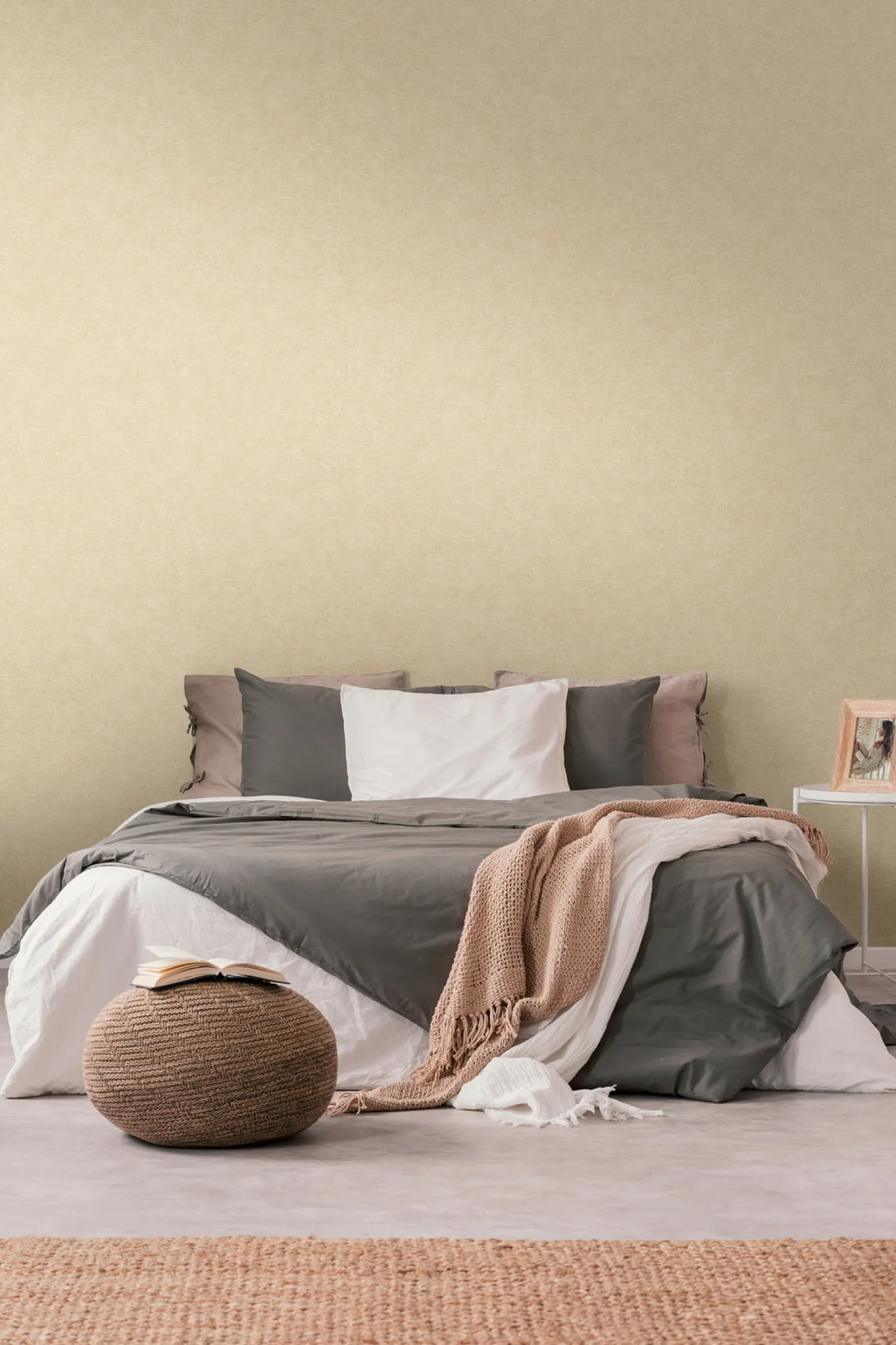 Vliestapete Uni Textil Optik Struktur Beige 39565-5