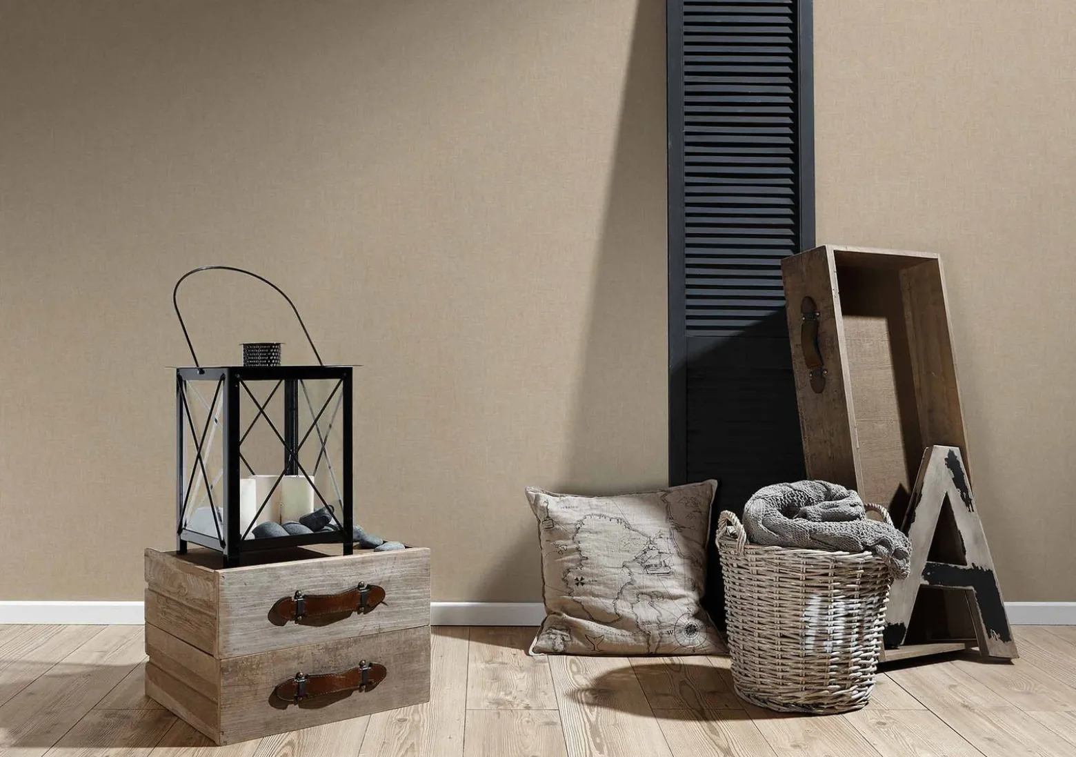 Vliestapete Uni Textil-Optik beige 36925-7