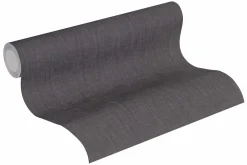 Vliestapete Uni Textil-Optik schwarz 36922-2