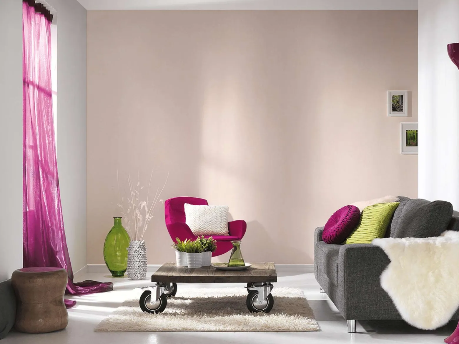 Vliestapete Uni Textil-Optik rosa 36932-4