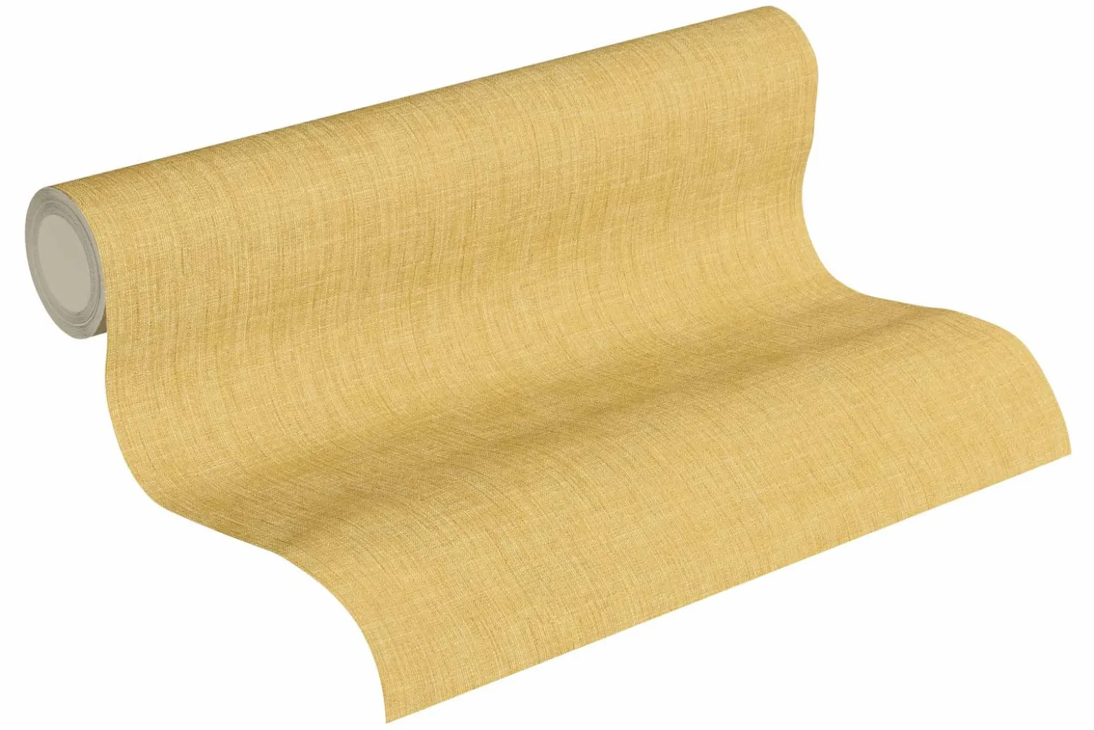 Vliestapete Uni Textil-Optik goldgelb 36922-1