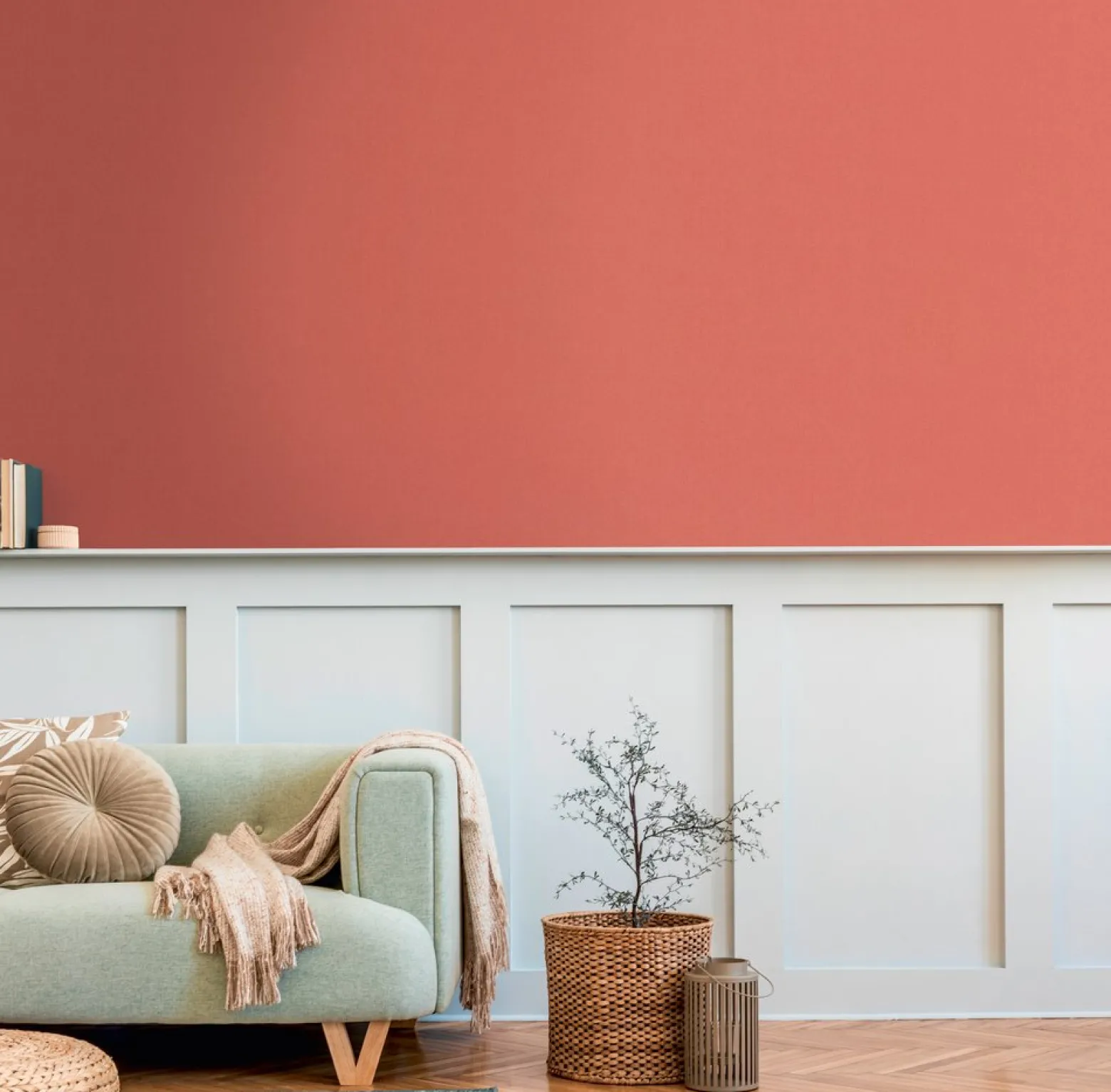 Vliestapete Uni Textil-Optik orange-rot 37748-2