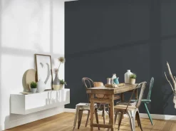Vliestapete Uni Textil-Optik schwarz 37748-3