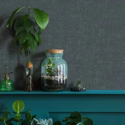 Vliestapete Uni Textil Optik Modern Dunkelgrau 45775