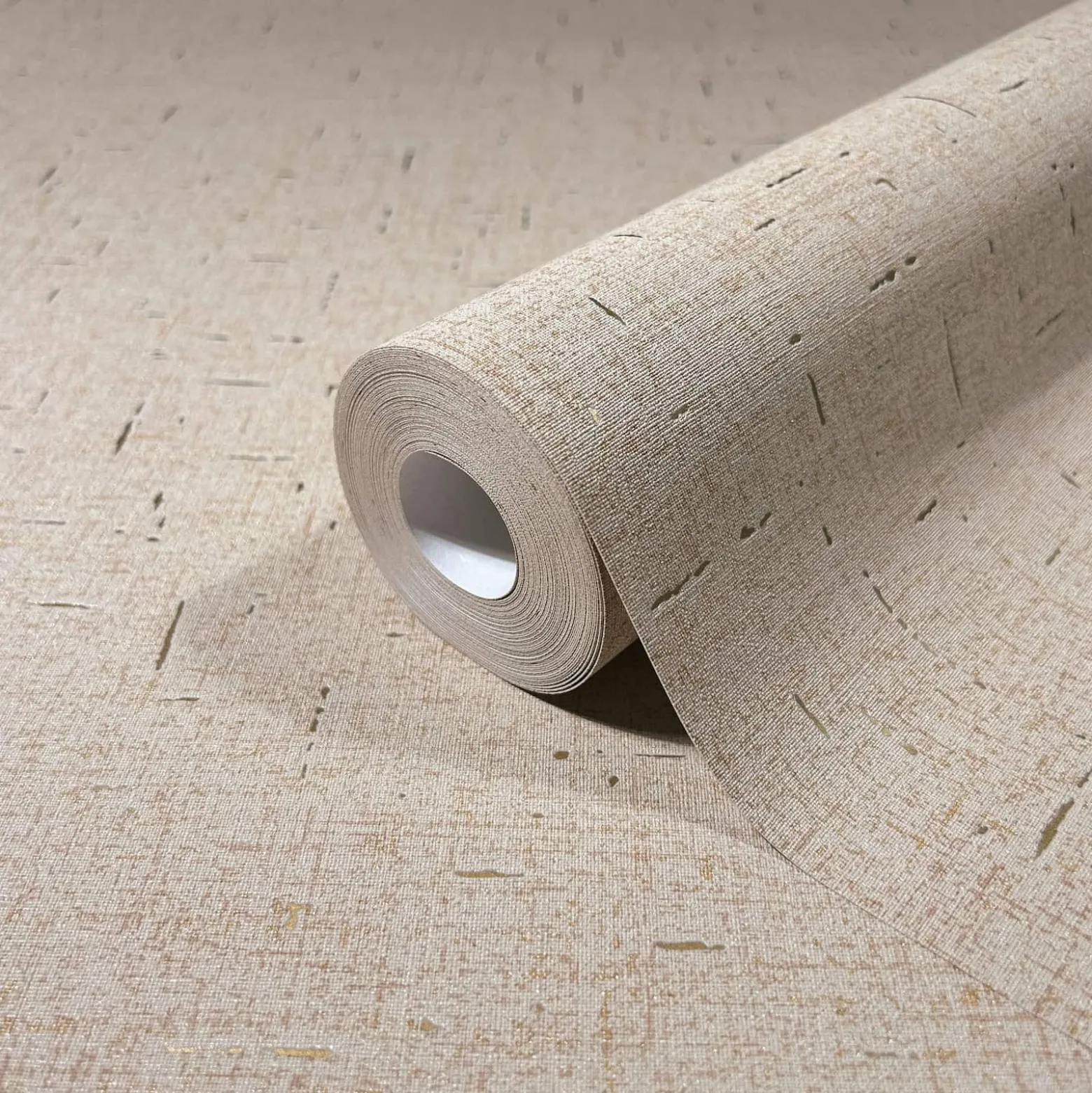 Vliestapete Uni Textiloptik Beige Gold Metallic 35112