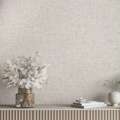 Vliestapete Uni Textiloptik Beige Rosegold Metallic 35113