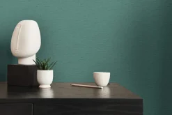 Vliestapete Uni Textil Struktur Petrol Grün 39351-2