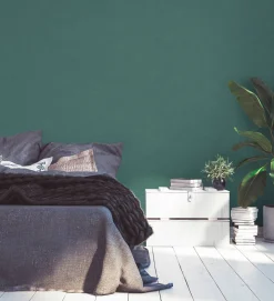 Vliestapete Uni Textil Struktur Petrol Grün 39351-2