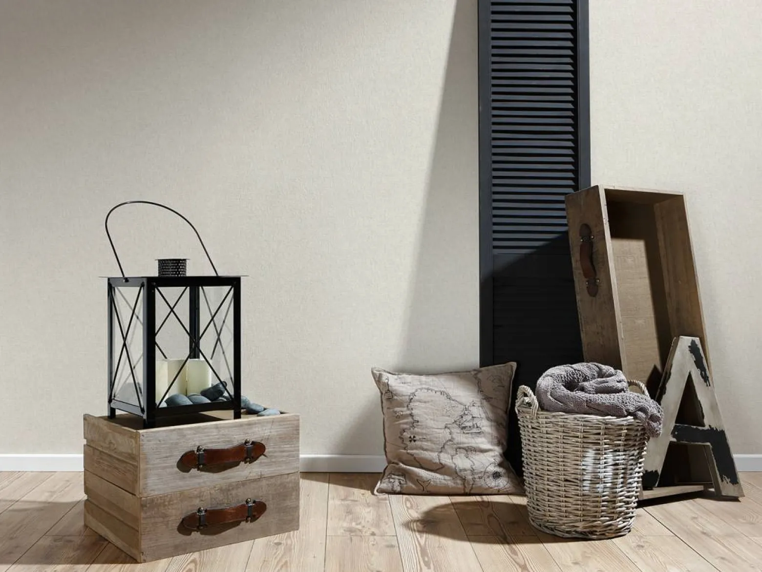Vliestapete Uni Vintage-Design hellgrau beige 36720-4