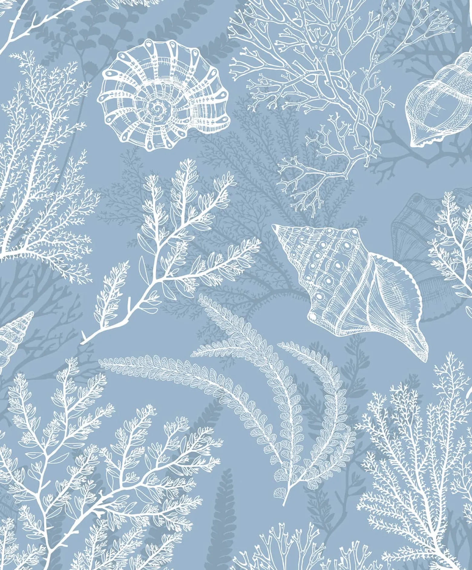 Vliestapete Unterwasser Floral Blau Weiß 81689