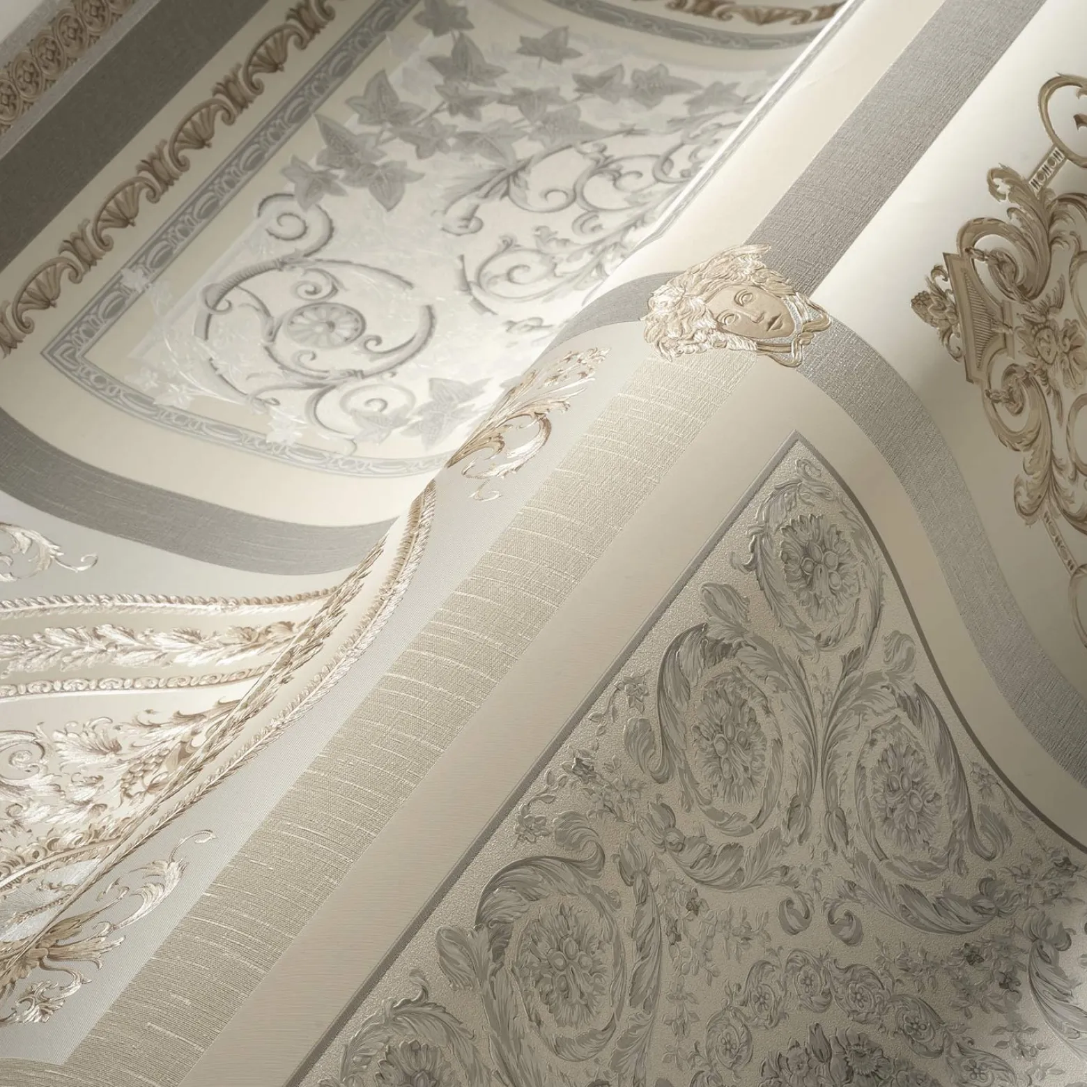 Vliestapete Versace Beige Grau Barock Muster 38704-2